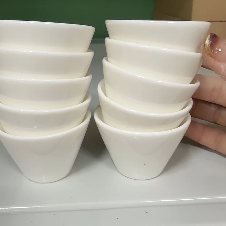 高端羊脂玉系列茶杯十个一组斗笠杯30cc