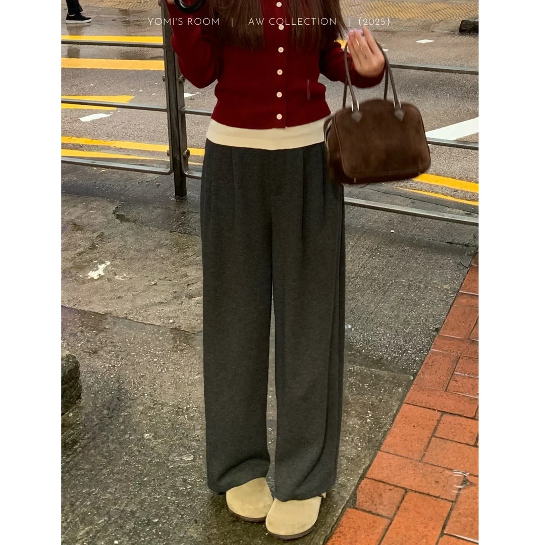 YOMI小个子【入秋百搭神裤】宽松休闲直筒休息裤百搭秋季显瘦显高