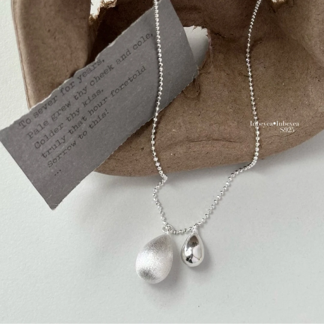 坠链均925银 抽拉拉丝水滴项链74cm 毛衣链 37337