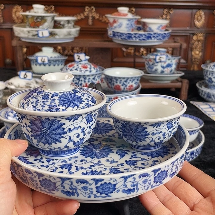 缠枝莲三件套茶具