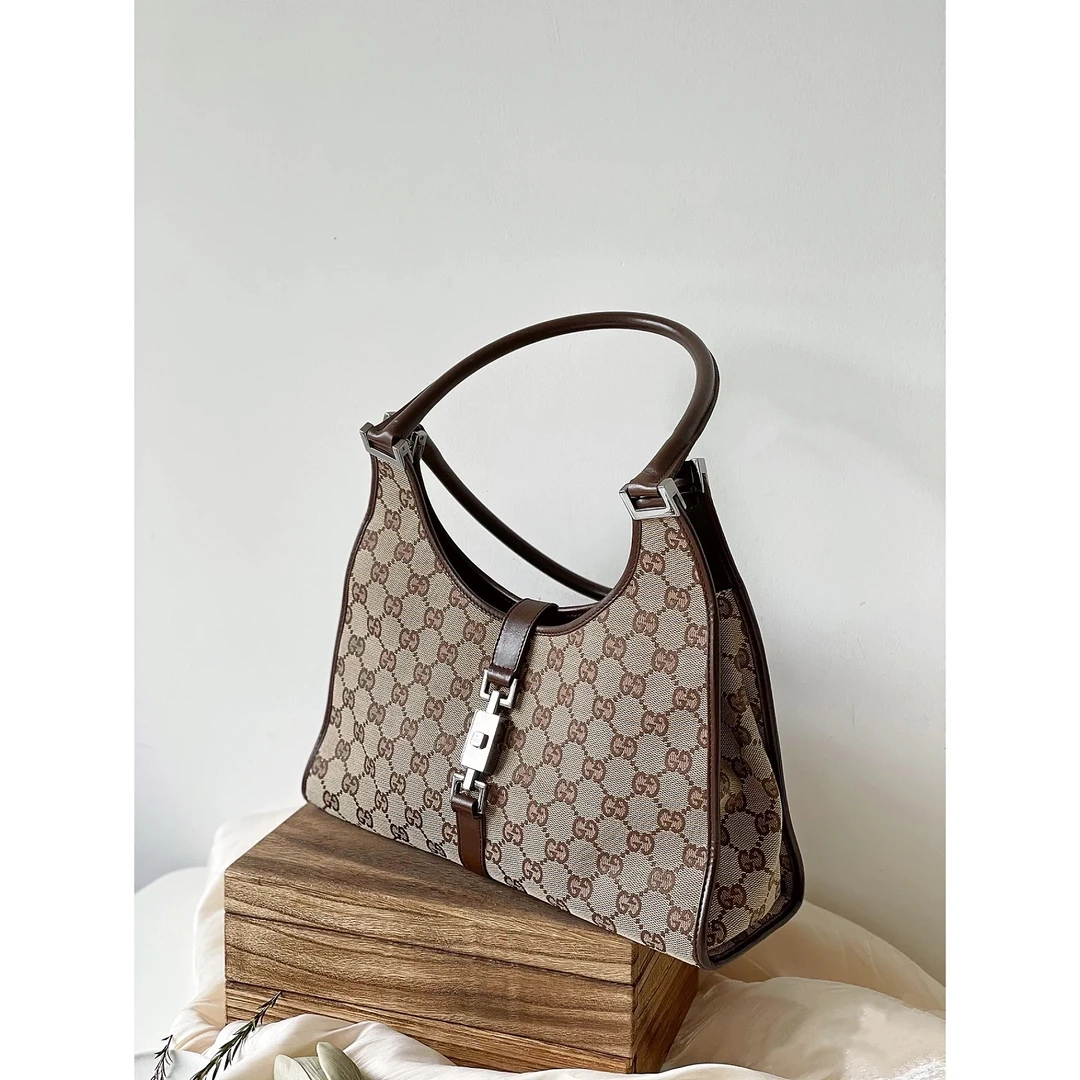 95新 GUCCI/古驰 Gucci/古驰巧克力棕花Jackie单肩包