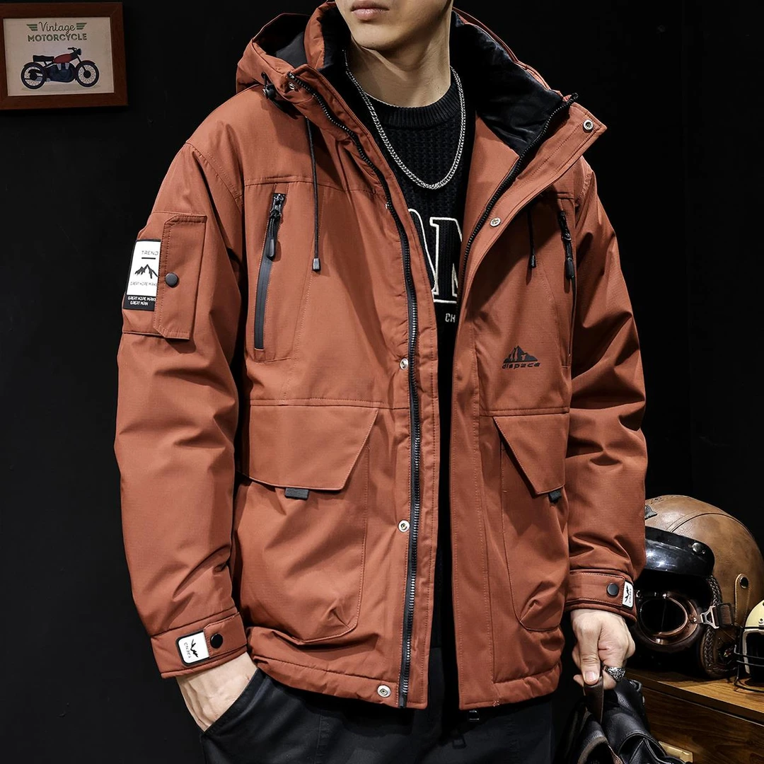 新国标90洋气服男冬季2025新款加厚保暖男士多袋工装外套潮牌大码