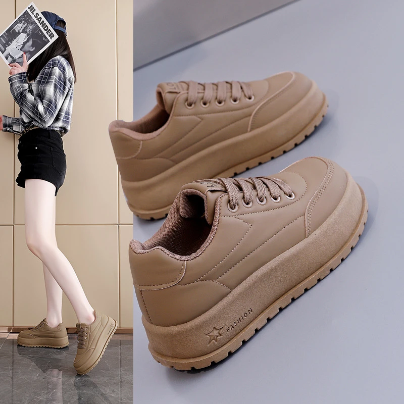 板鞋女2025新款春季百搭厚底增高女鞋软底防滑运动休闲鞋女2812-1