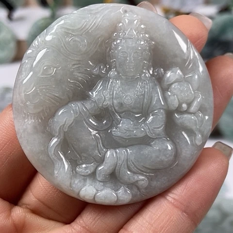 翡翠颈饰未镶嵌文殊菩萨福利