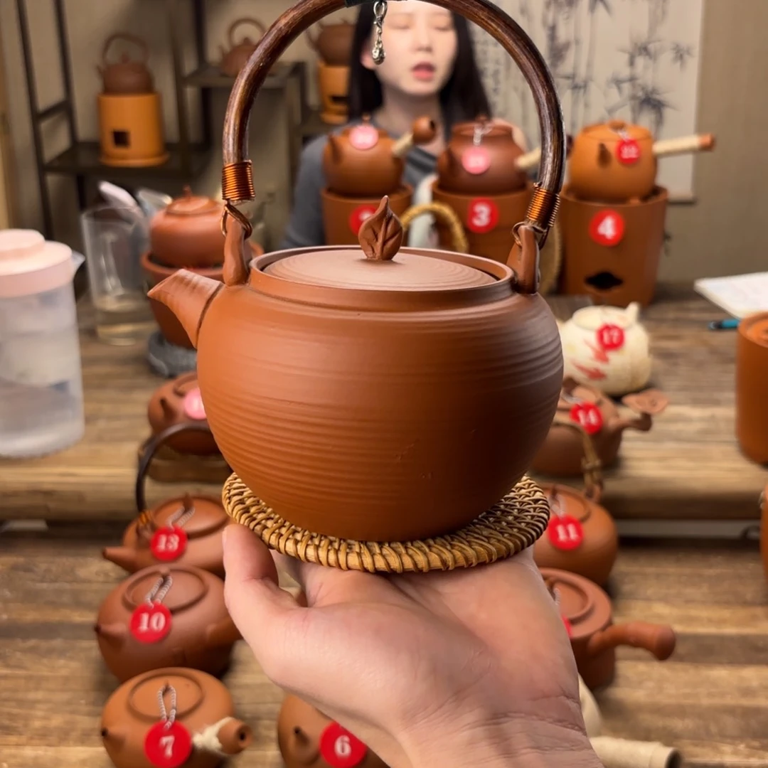 煮水煮茶甘甜 潮州砂铫壶 搭藤垫