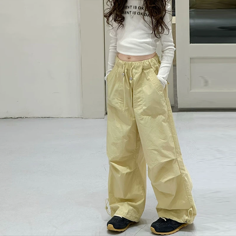 女童春款休闲长裤新中大童学生百搭直筒阔腿时髦初中生裤子K24432