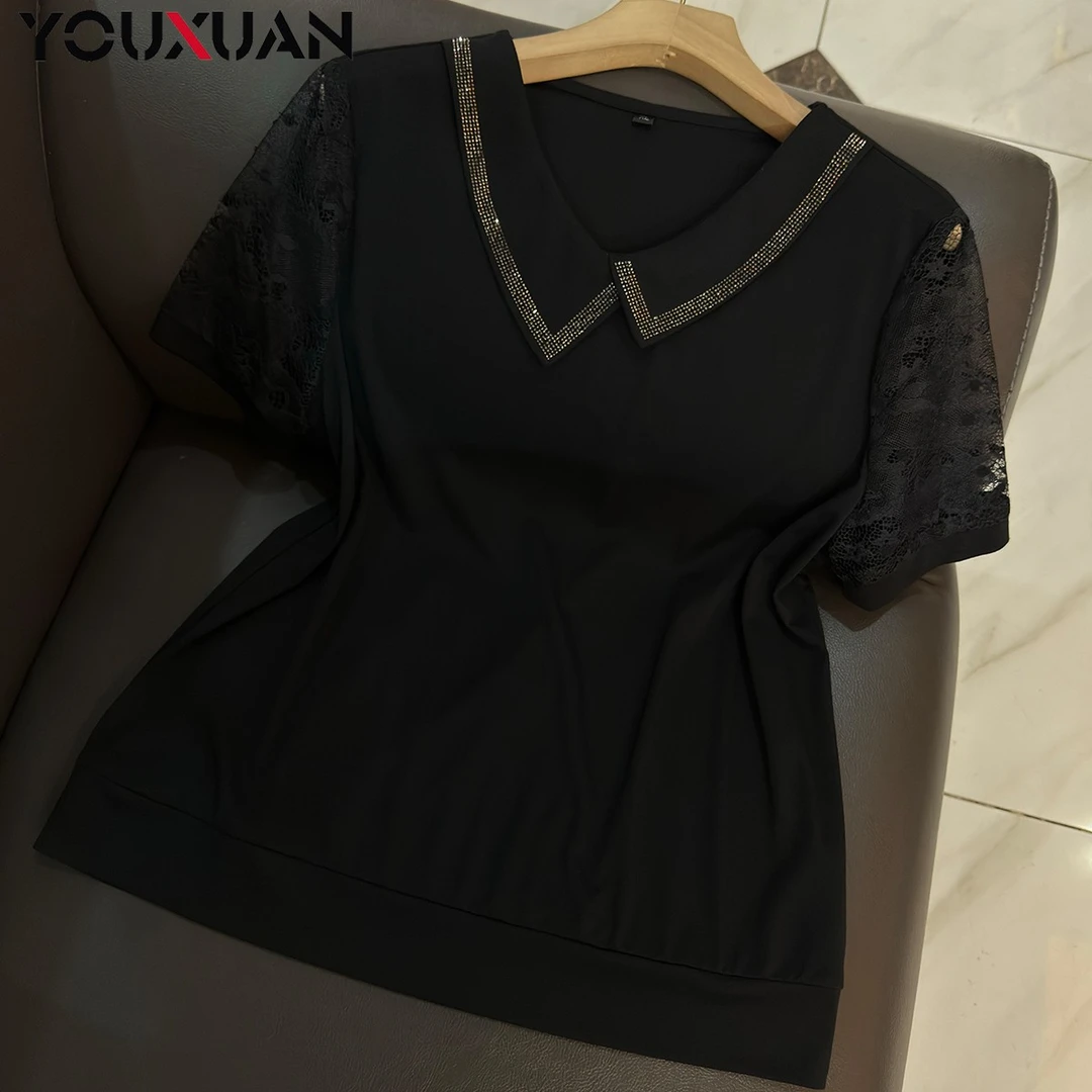 【618专属】女士短袖翻领休闲T恤上衣女装时尚气质V领小衫78410