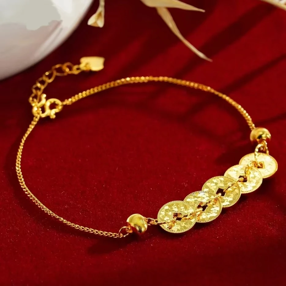 足银手链 足银999.9碎冰冰钱币手链五帝钱气质母亲节女神节礼物