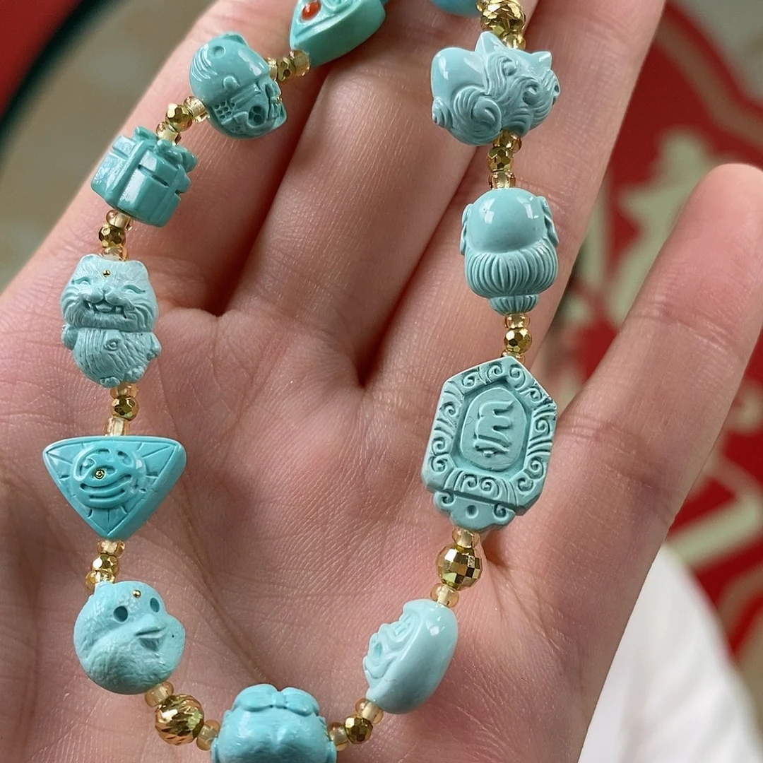 绿松石18K金镶嵌珠宝奇石