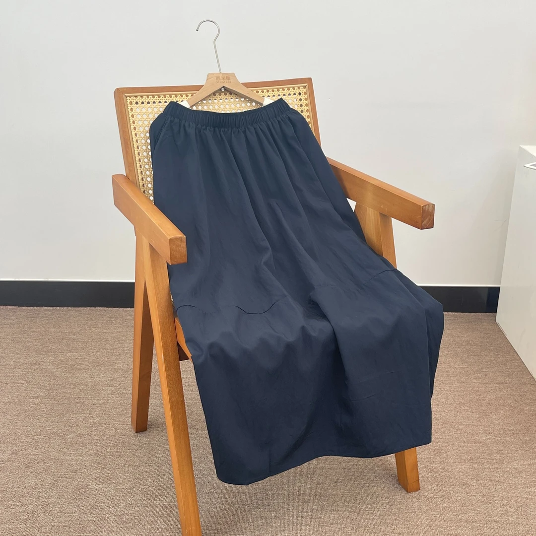 359 春夏季新款高腰a字显瘦减龄伞裙中长款松紧腰气质半身裙子