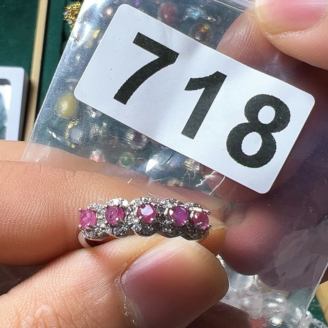 红宝石戒指银S925镶嵌梅***女