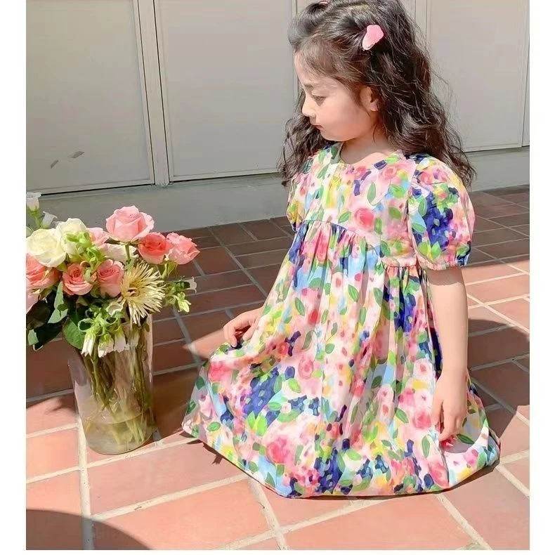 女童连衣裙2025年新款韩版沙滩裙透气舒适柔软百搭清新公主儿童
