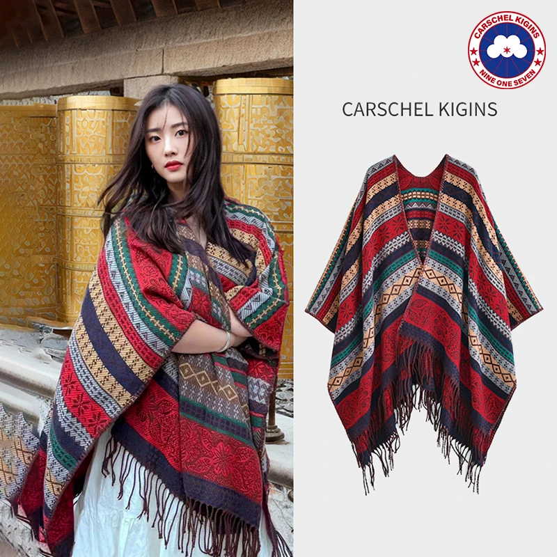 加拿大加鹅CARSCHEL KIGINS 披肩女士旅游外搭复古民族风披风斗篷