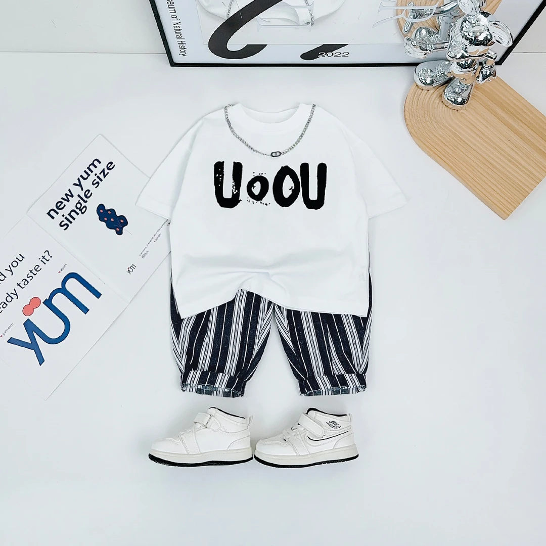 儿童套装夏季2025新款男童短袖两件套宝宝潮BQ25306N悠悠童话童装