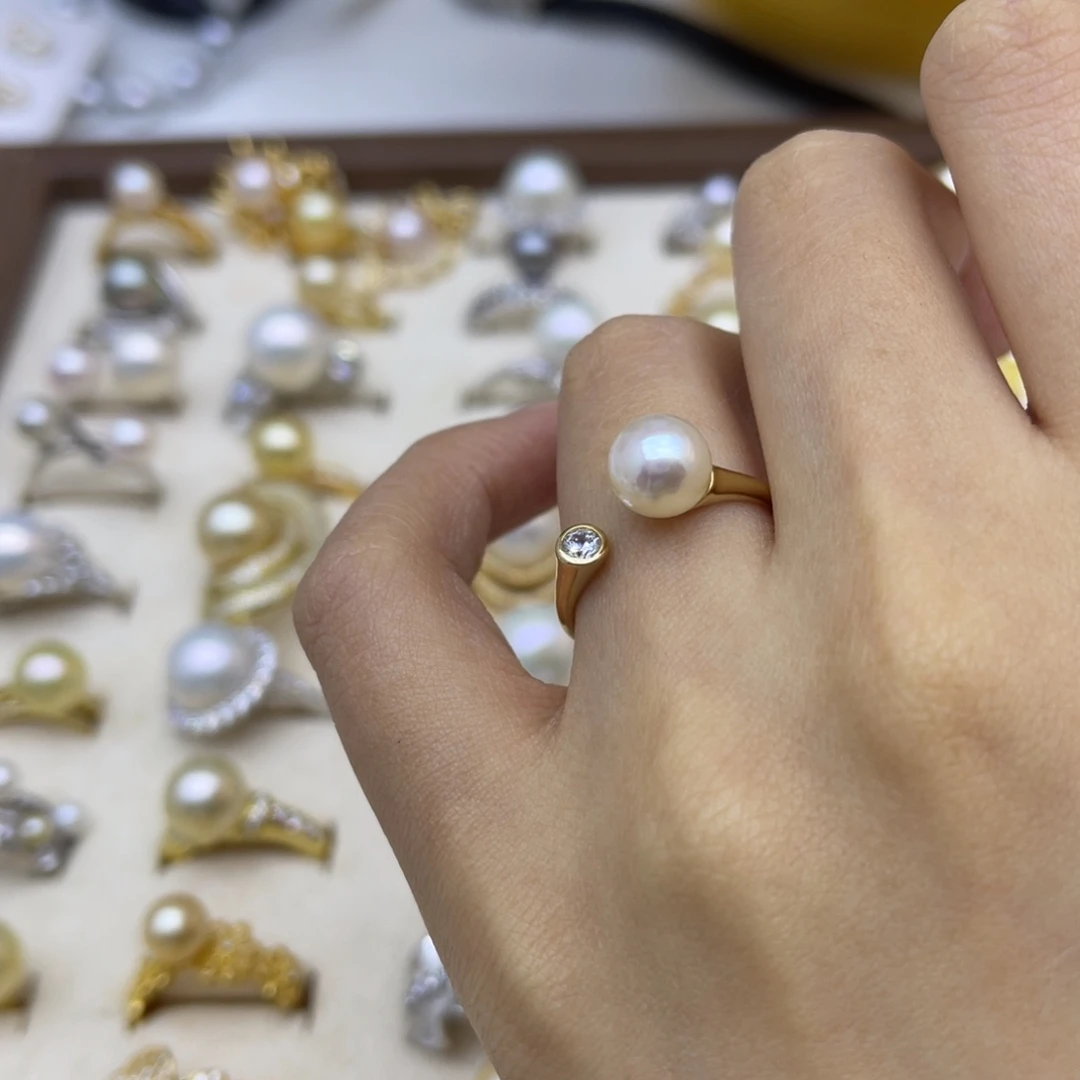 海水珍珠戒指银S925镶嵌