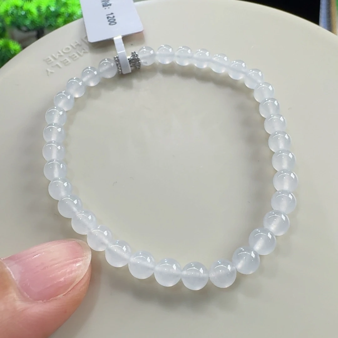 翡翠未镶嵌手链白冰小米珠4.8mm