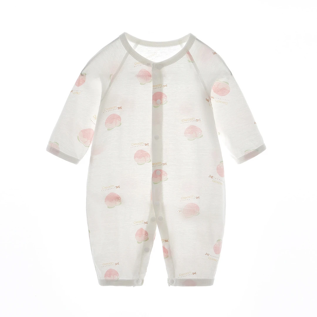 婴儿夏季空调服连体衣夏装男宝宝女哈衣新生幼儿纯棉睡衣薄款长袖