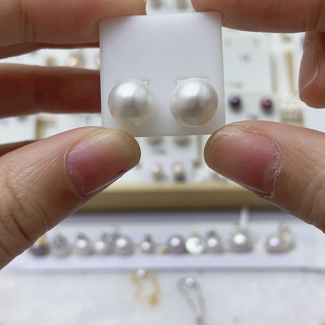 点***烛银S925镶嵌淡水珍珠耳饰