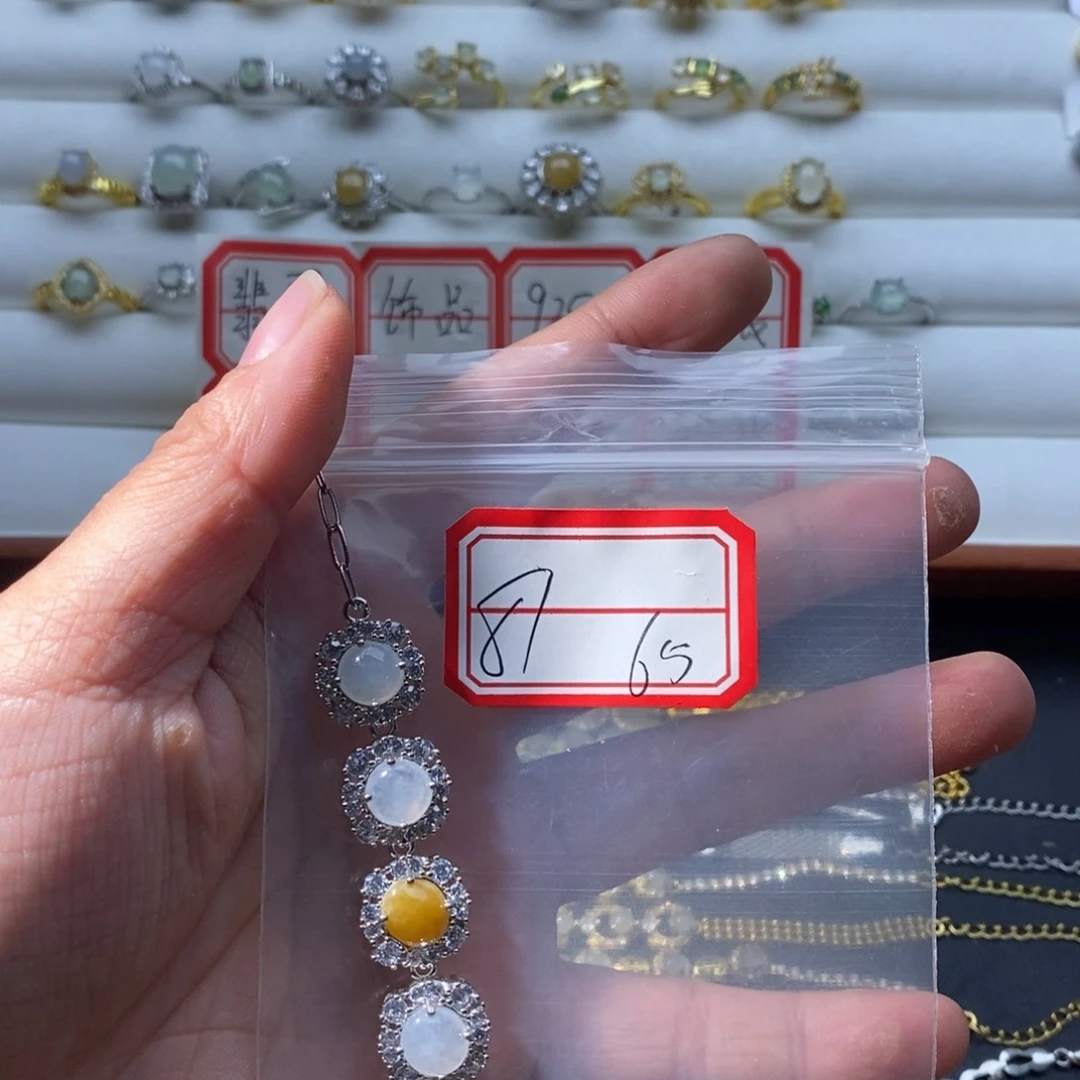 翡翠戒指银S925镶嵌翡翠首饰