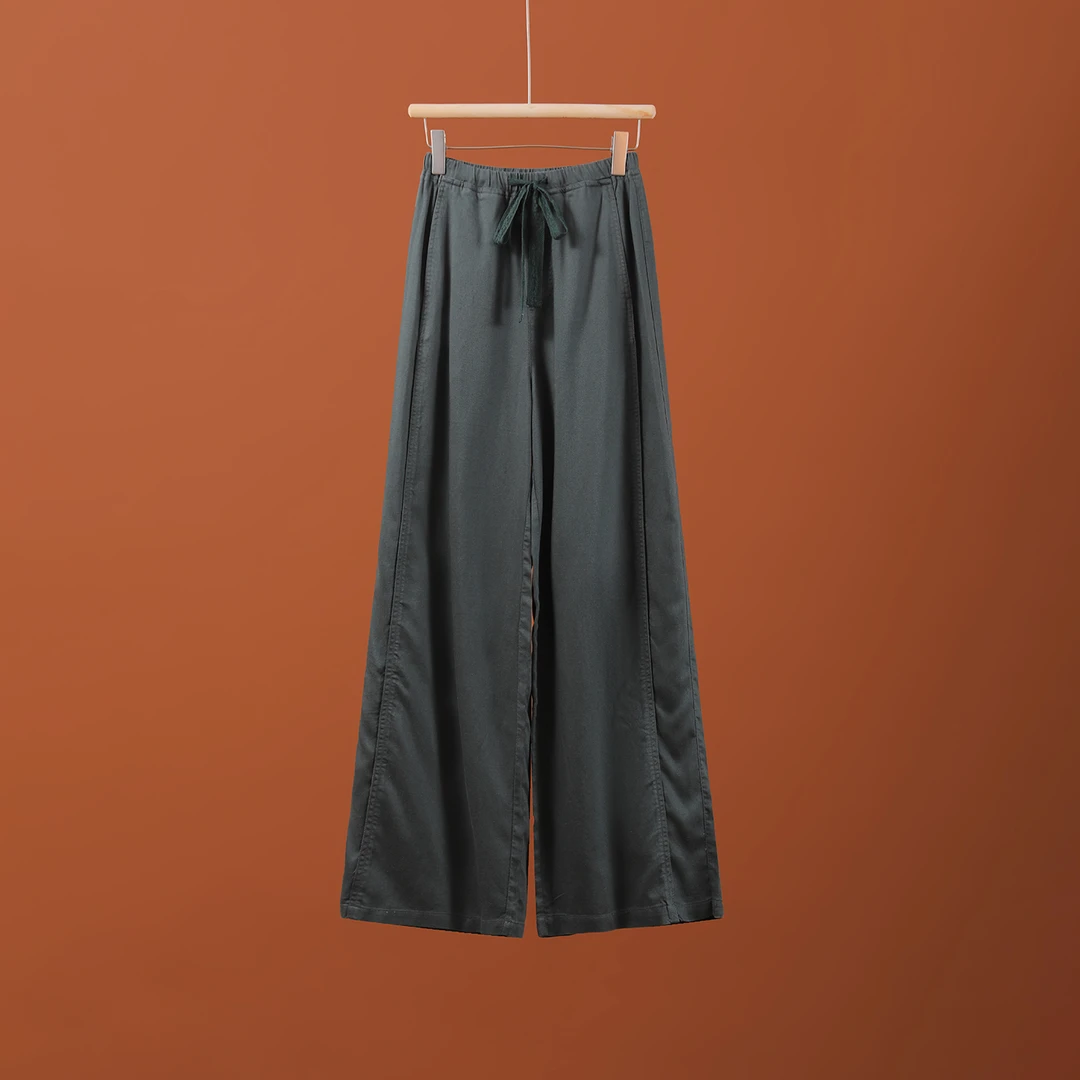 66283 品质柜货！精裁！轻薄不闷热夏季女士宽松纯色阔腿休闲裤