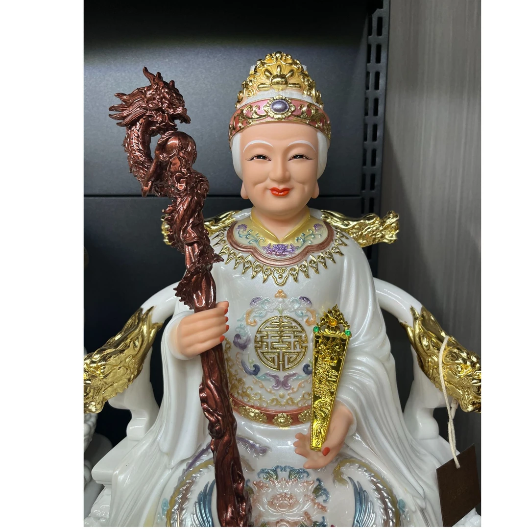 白玉奶奶空心汉白玉神像居家供奉手工摆件