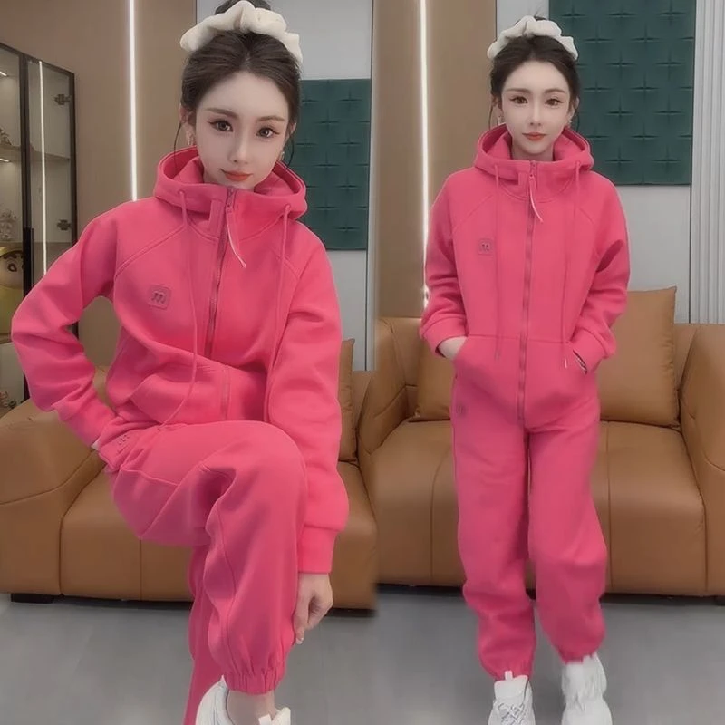 时尚套装2025春季女新款韩版洋气连帽网红气质休闲宽松大码两件套