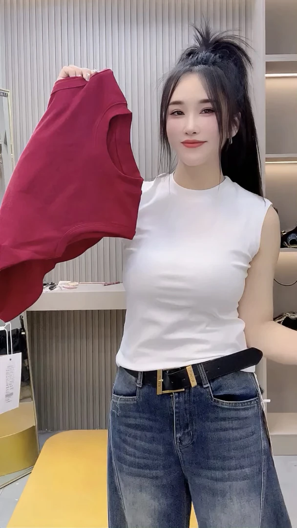 欧货2025夏新款美式辣妹休闲工字百搭显瘦纯色圆领无袖吊带背心