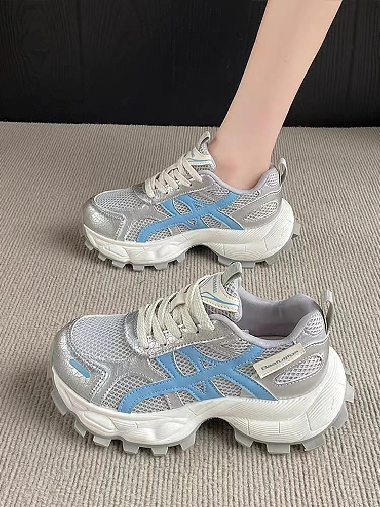 Z018-【小孜】老爹鞋新款百搭网纱透气厚底超火休闲运动小白鞋ins潮