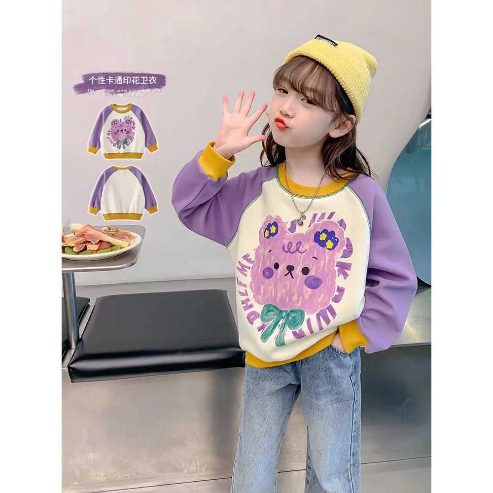 27019女童卫衣春秋新款洋气儿童秋装长袖宽松上衣童装韩版百搭