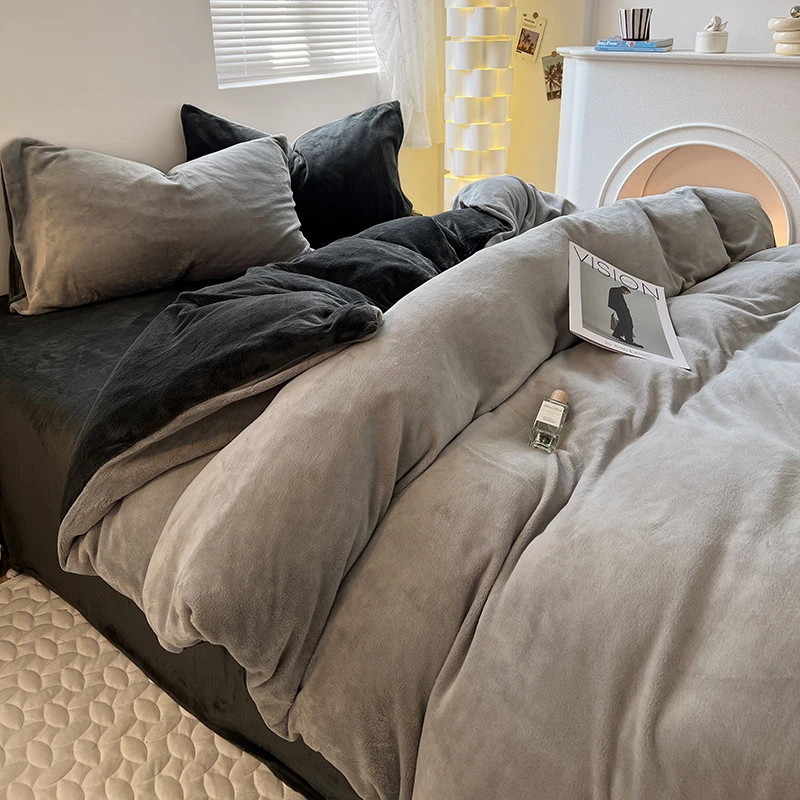 牛奶绒棉被子冬被四件套加厚保暖10斤被芯被套一一整套全套学生