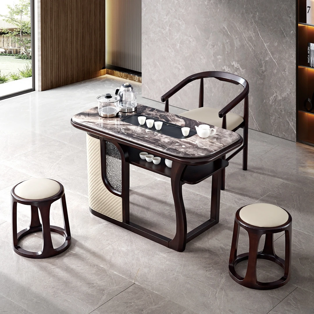 新中式阳台茶桌组合小户型茶台家用办公现代简约泡茶桌全实木茶几