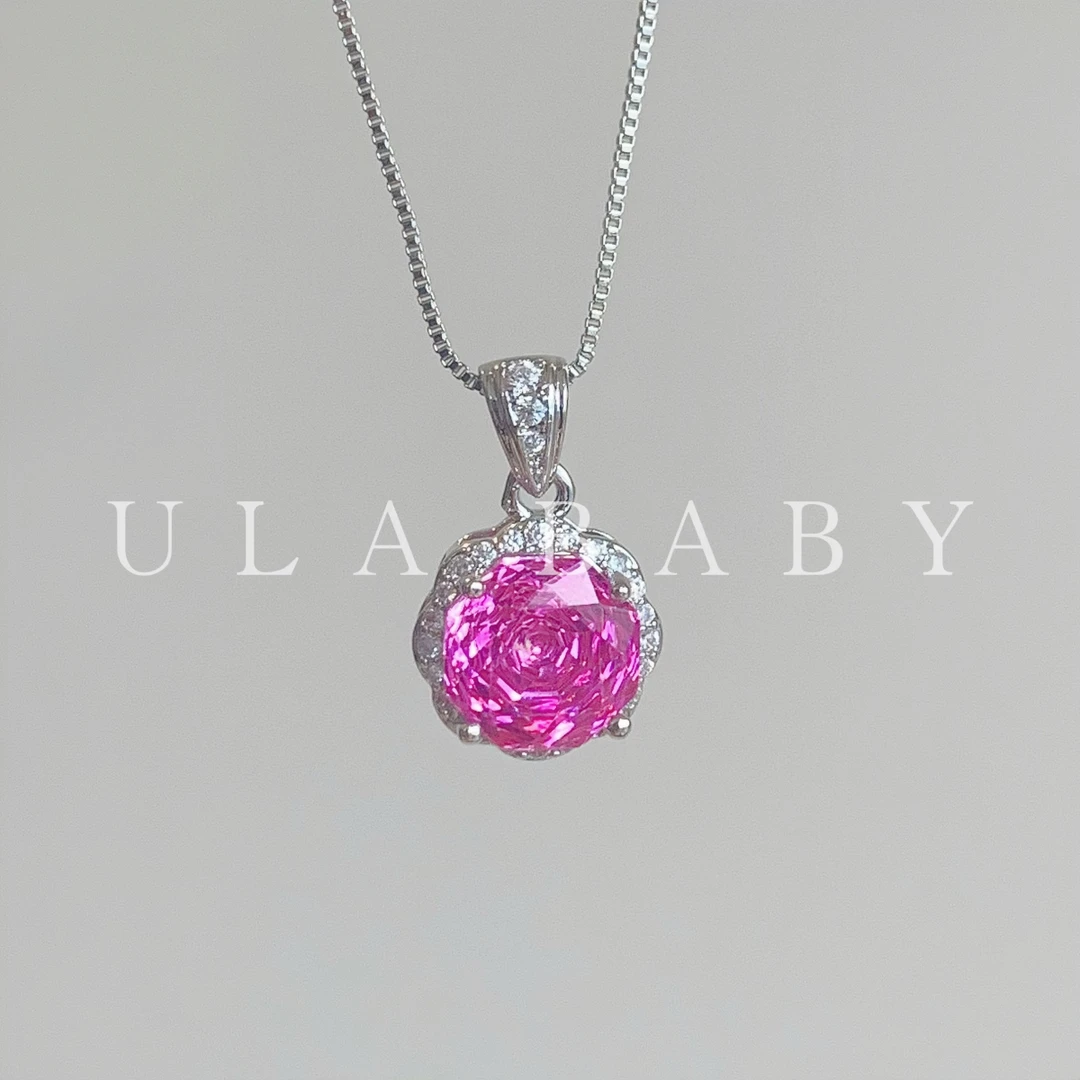 铜合金项链 【喜儿ula】5-6-3「罗拉玫瑰」气质玫瑰型切工锆石项链