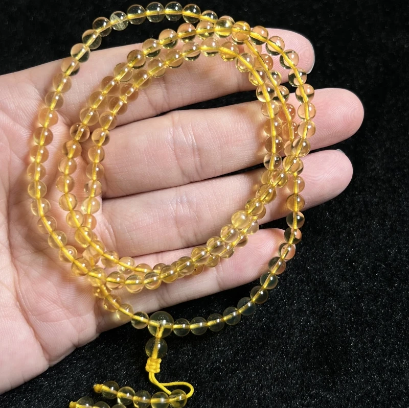 景景严选-琥珀项链-缅珀圆珠亮金棕108项链约4mm