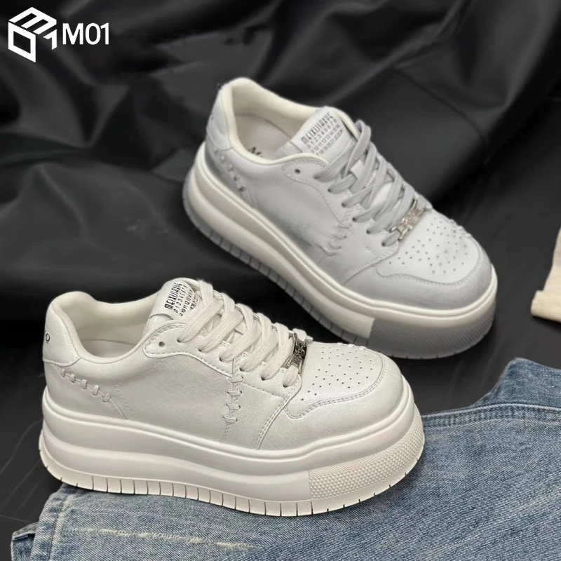 M012025春季新款增高百搭小白鞋女小个子厚底增高运动休闲板鞋女