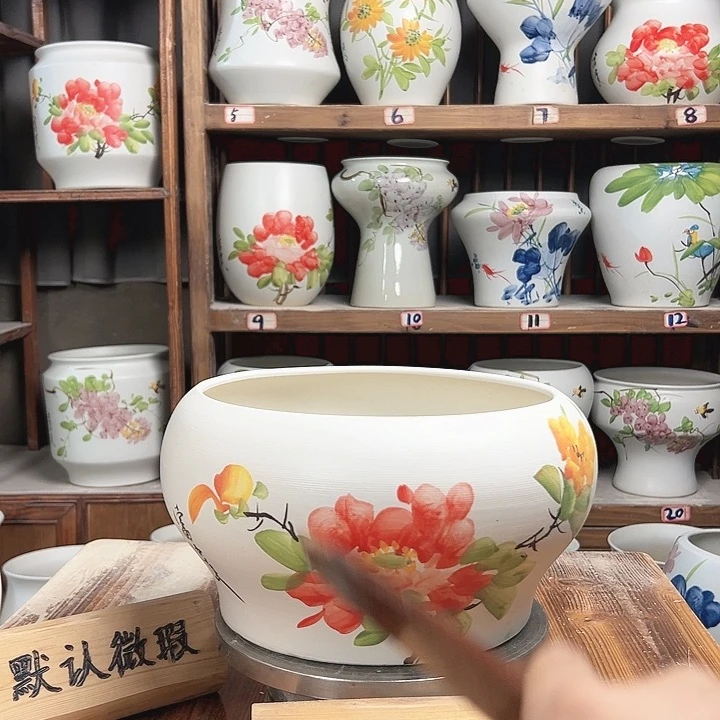 摆件口25牡丹新款陶瓷