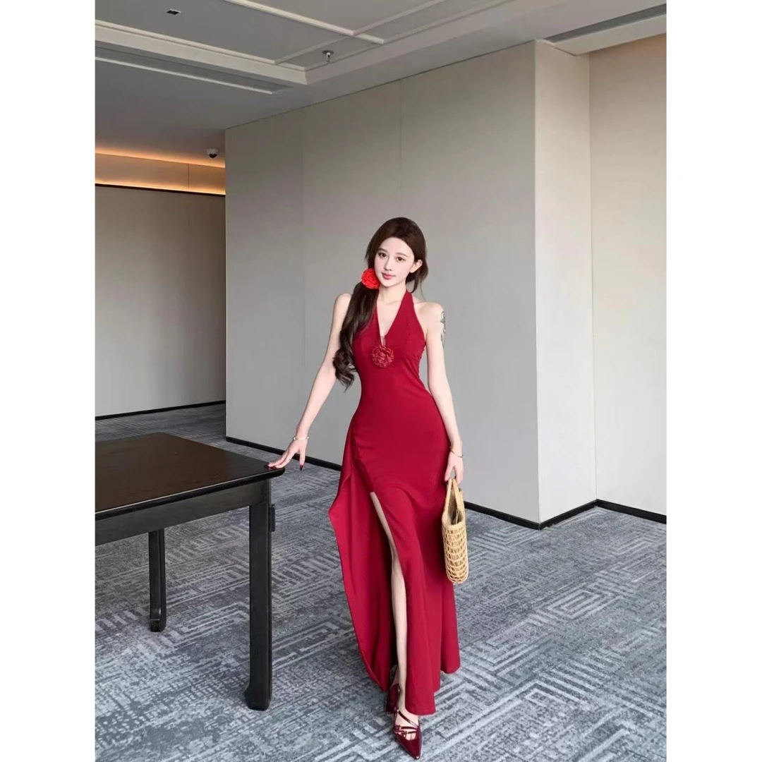 【运补4-9米】波西米亚风格鲜艳红色迷人花卉印花短款聚酯纤维时尚