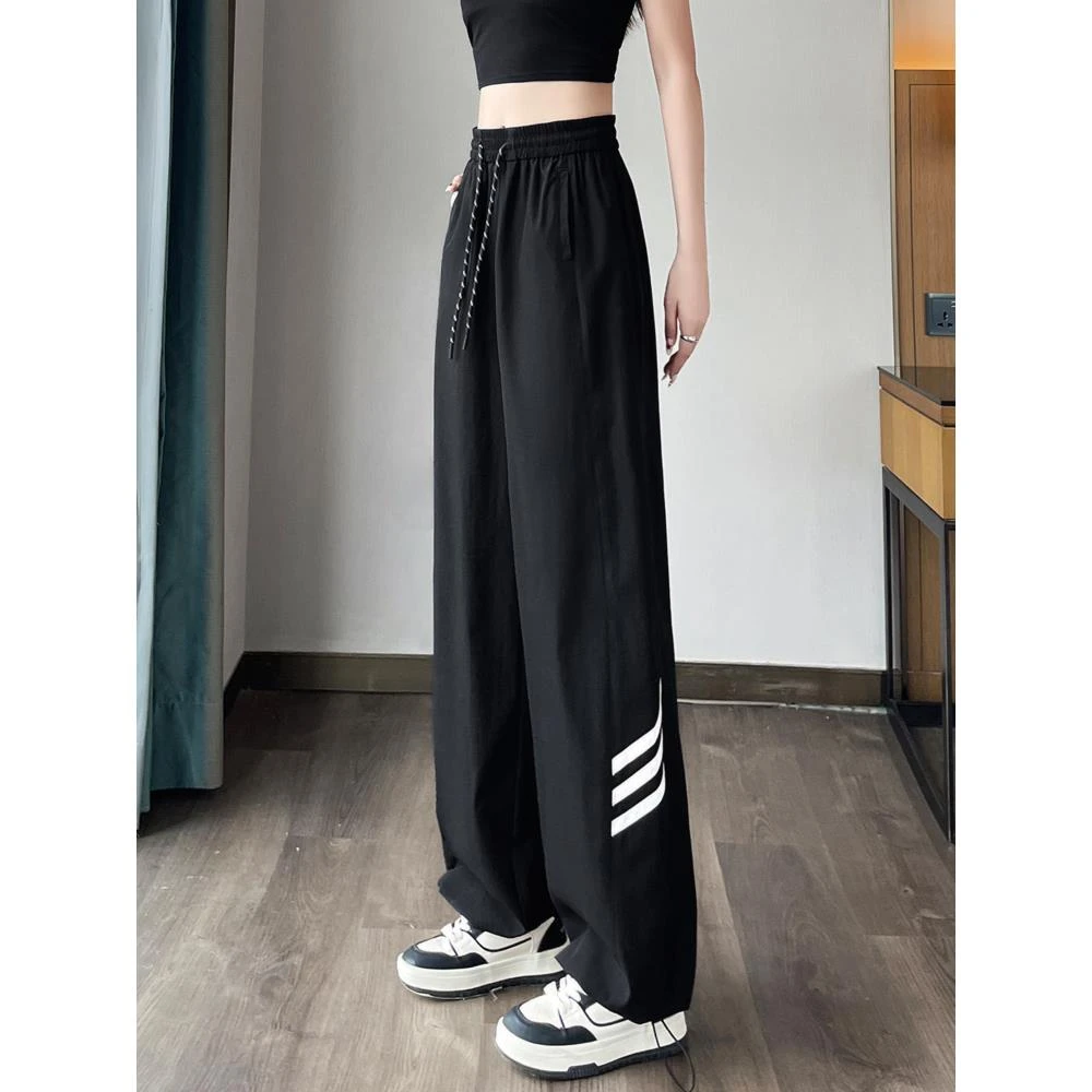 学生中学生速干运动裤女夏薄款高中生工装裤休闲直筒初中生裤子