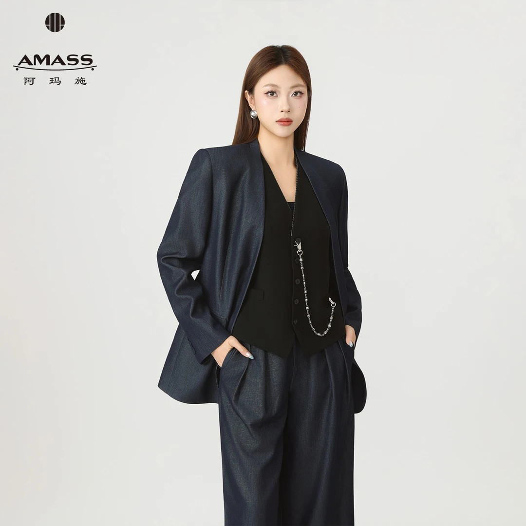 AMASS/阿玛施新款气质高智职场西装条纹简约百搭西服女540064