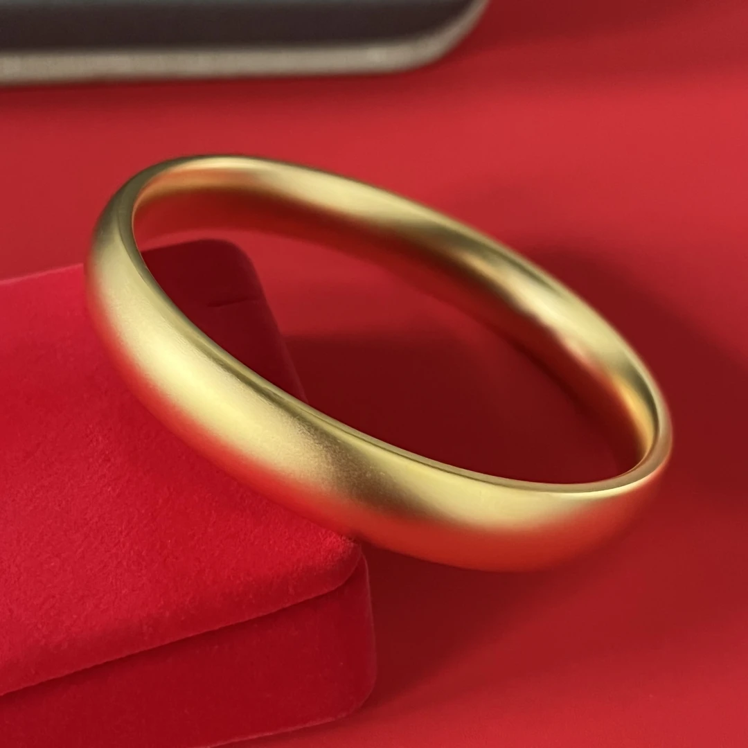 合金手镯 黄色金色10mm古法泥鳅背轮胎素款手镯精美哑光CX1005