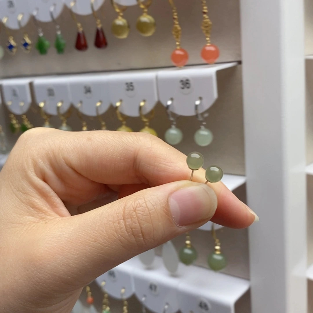 银S925镶嵌和田玉耳饰