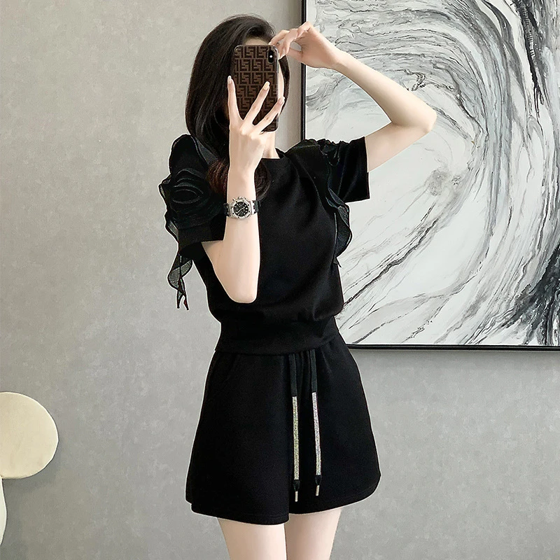 穿搭短袖休闲小个子2025运动套装短裤女网红炸街夏装两件套一整套
