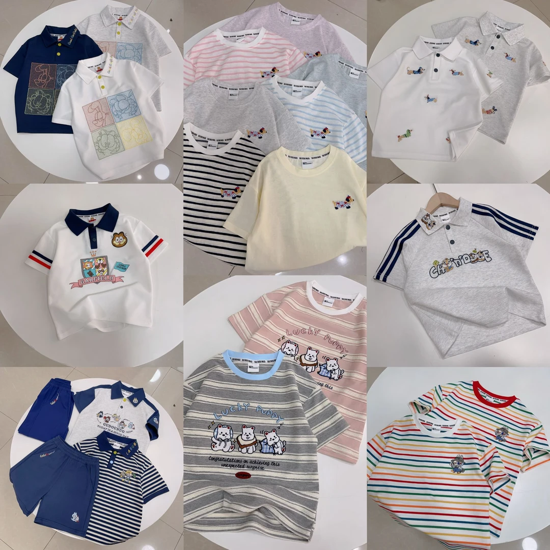 （6开头）夏季新品刺绣亲子儿童套装休闲圆领短袖男童女童小中大童