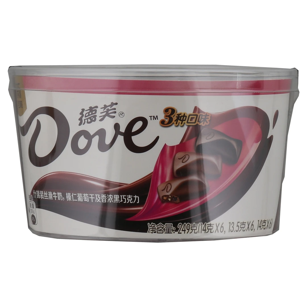 德芙丝滑牛奶~榛仁葡萄干~香浓黑巧克力249g/盒4261