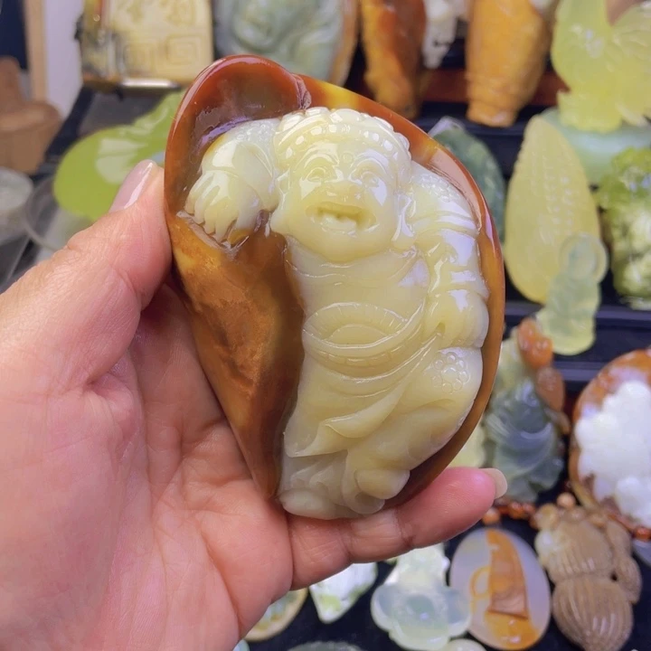 未镶嵌蛇纹石玉手把件