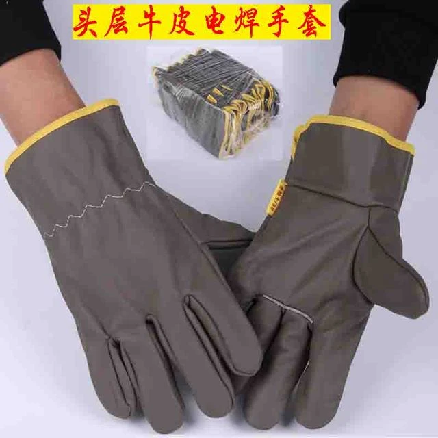 劳保电焊手套牛皮耐高温防烫防开线耐磨焊工专用工作软皮防刺手套