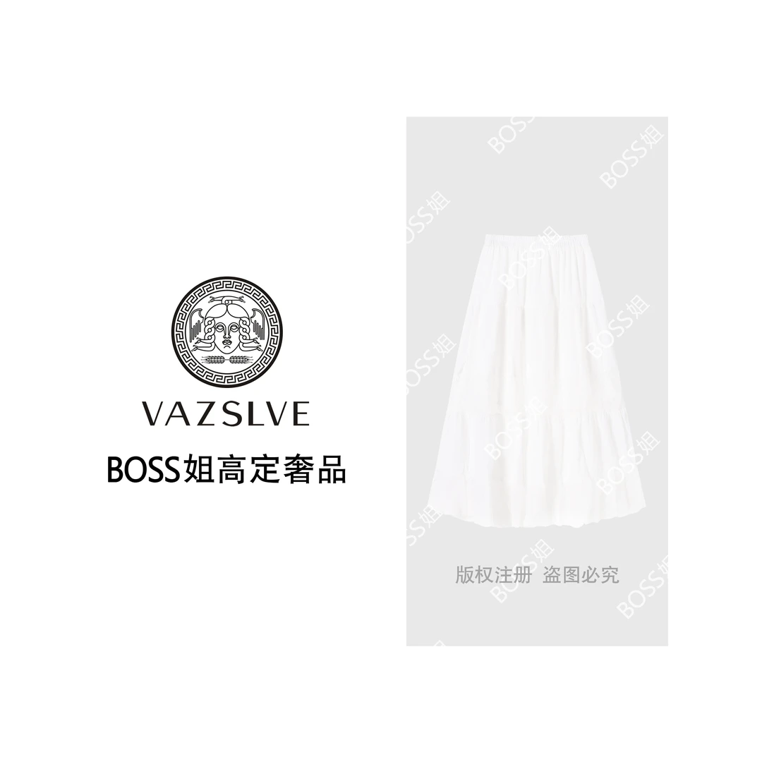 VAZSLVE/原创设计简约气质蕾丝花边拼接显瘦半身裙 368838