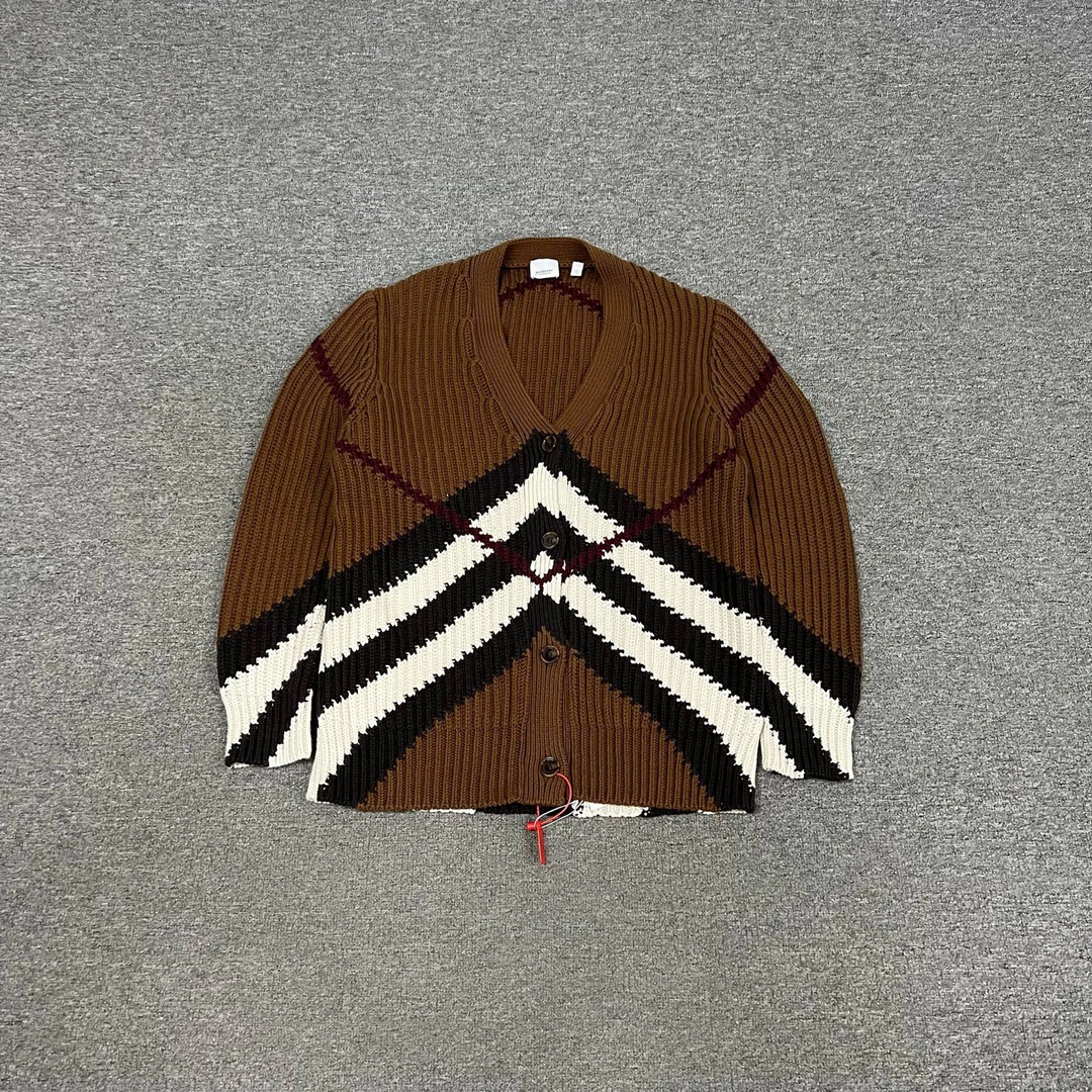 99新 AMIPARIS Burberry巴宝莉FW22 拼色条纹针织开衫外套 XL码