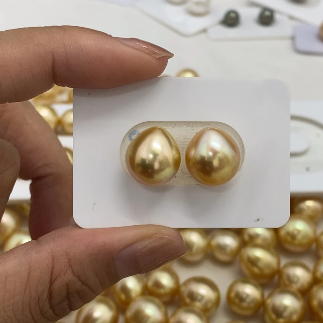 海水珍珠裸珠浓金炫彩极微瑕12.1m对珠