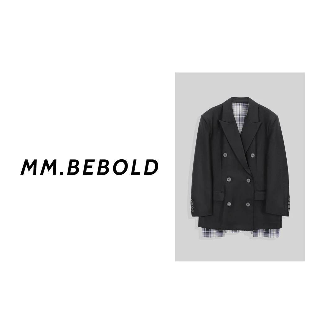 【妙姐精选】澜渊 拼接格纹廓形西装外套MQJ2567