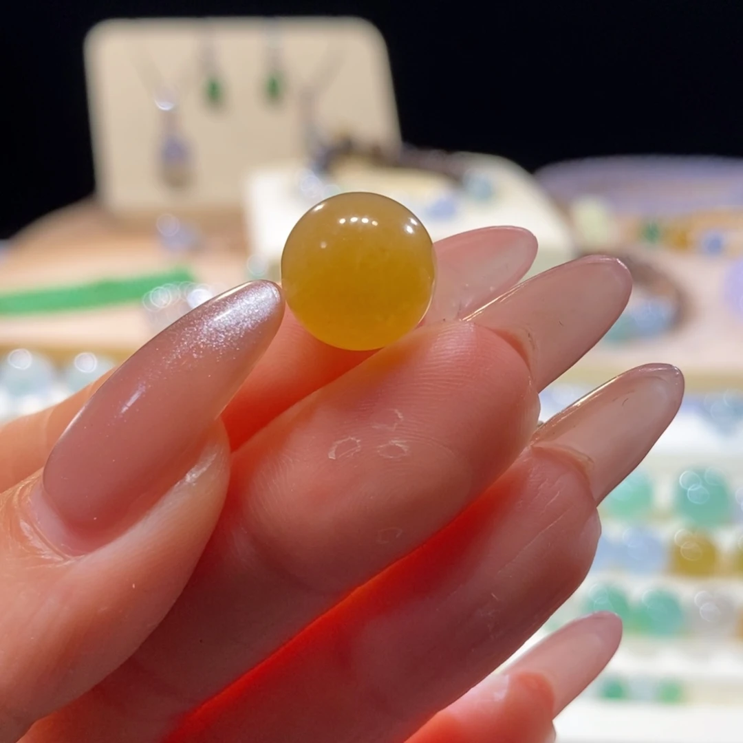 短***胖翡翠未镶嵌颈饰翡翠种水橙黄珠12.02mm买断分单付